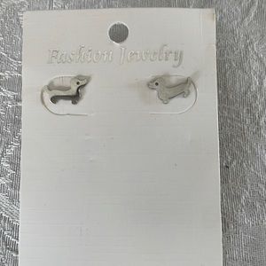 Dachshund silver earrings.